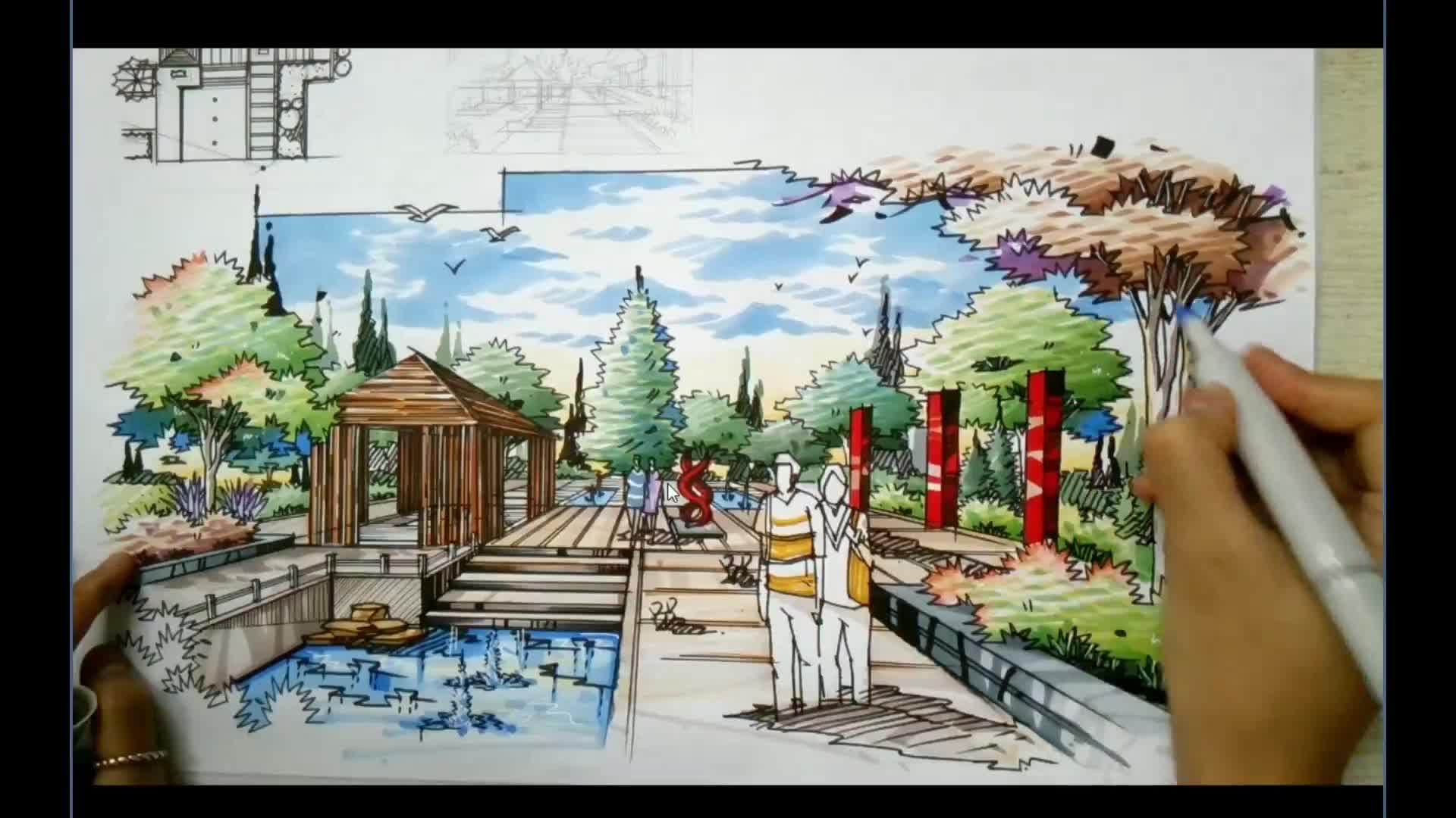 環(huán)境設(shè)計(jì)-景觀(guān)設(shè)計(jì)-植物-馬克筆上色 - 